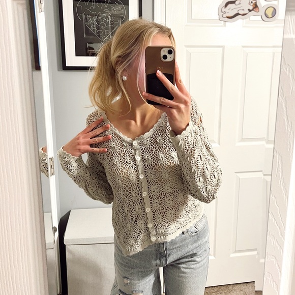 Xilory Oilily Green Cardigan Knit Sweater